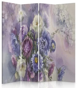Gario Paraván Fialová kytica kvetov Rozmery: 145 x 170 cm, Prevedenie: Otočný paraván 360°