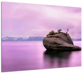 Sklenený obraz kameňa v mori (70x50 cm)