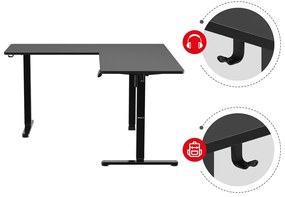 Elektricky nastaviteľný Rohový PC stolík Hyperion 9.5 (čierna). Akcia -20%. Vlastná spoľahlivá doprava až k Vám domov. 1087530