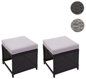 Set 2 polyratanových kresiel HWC-G16 - čierna, podušky svetlosivé