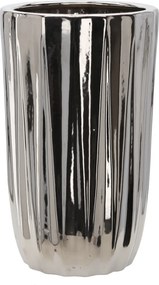 Garden Line KERAMICKÝ OBAL NA KVETINOVÝ KÔŠ 24,5 x 24,5 x 41,5 CM, STRIEBORNÝ S PRUHMI *3468