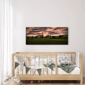 Obraz krajiny s kostolom (120x50 cm)