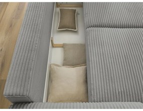 Tmavosivá menčestrová rozkladacia pohovka 257 cm Lucien – Bobochic Paris