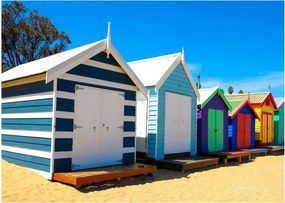 Sklenený obraz - Pláž Brighton, Melbourne, Austrália (70x50 cm)
