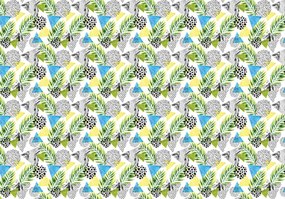 Fototapeta - Trojuholníky a listy (254x184 cm)