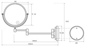 SAPHO XR005 X-Round E závesné kozmetické zrkadlo pr. 15 cm, strieborná