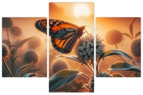 Obraz – Motýľ v zapadajúcom slnku (90x60 cm)