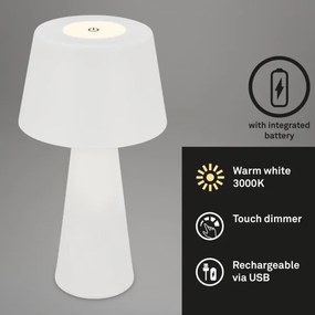 Brilo - LED Stmievateľná nabíjacia vonkajšia stolná lampa LED/3,5W/5V IP44 biela