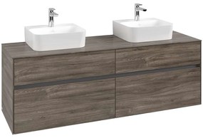 VILLEROY &amp; BOCH Collaro závesná skrinka pod dve umývadlá na dosku, 4 zásuvky, 1600 x 500 x 548 mm, Stone Oak, C10700RK