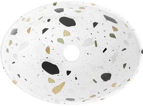 Mexen Elza, umývadlo na dosku 455x325x135 mm, biela-vzor terazzo, 21014083