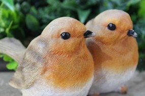 Oranžovo hnedé dekoračné vtáčiky párik 8cm