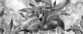 Obraz - Plameniaky graffiti (120x50 cm)
