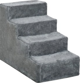 PawHut 4-krokové schody pre psov, 35 cm schody pre mačky na posteľ a pohovku, schody pre domácich miláčikov pre psov a mačky do 5 kg, plyšové, svetlo