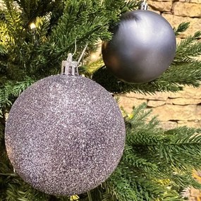 DECOLED Sada vianočných ozdôb sivé plastové gule 8 cm, 12× matné, 12× trblietavé, balenie 24 ks