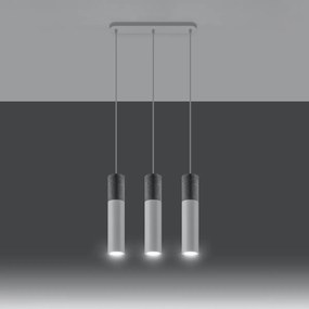 Závesné svietidlo Borgio, 3x betónové/biele kovové tienidlo