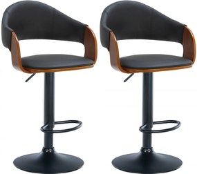 2x Barová stolička Nilse - koženka, čierny rám - orech/čierna