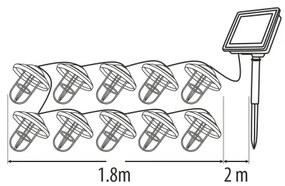 LED Solárny reťazec 10xLED/1,2V 300 mAh 3,8 m IP44 medený