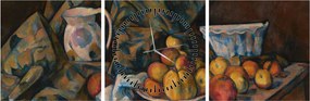 Obraz - Paul Cézanne, Still Life with Apples and Peaches, reprodukcia (s hodinami) (90x30 cm)