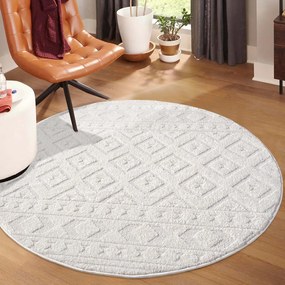 Dekorstudio Moderný okrúhly koberec LOUNGE 9999 - krémový Priemer koberca: 160cm