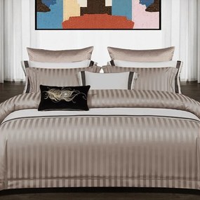 Saténové obliečky KELLER BROWN GREY 3-dielna súprava 140x200 cm
