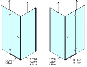 Polysan Polysan, FORTIS LINE obdĺžniková sprchová zástena 800x1000 mm, L varianta, FL1080LFL3510