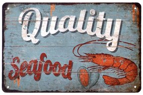 Vintage dekoračná tabuľka "Quality seafood", plech, 20x30