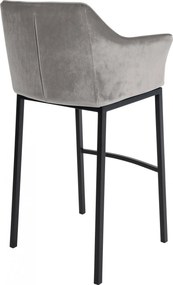 Barová stolička Damaso B - zamat, čierny 4-nohý rám - Sivá