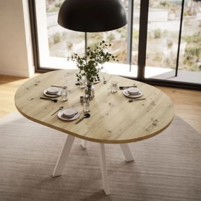 OKRÚHLY ROZKLADACÍ JEDÁLENSKÝ STÔL EWALD DUB ARTISAN + BIELY 100/140 cm
