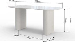 Jídelní oválný stůl Ribeira 180 cm bílý/mramor