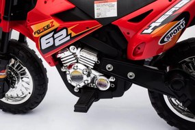 Ramiz Detská motorka Cross na batérie červená + pomocné kolieska + LED zvuky