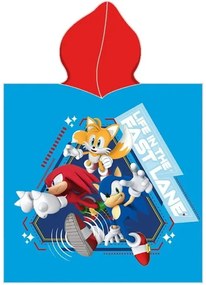 Kúpacie pončo - osuška s kapucňou Ježko Sonic a jeho priatelia