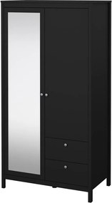 Šatníková skriňa Realty 102 cm so zrkadlom čierna