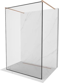 Mexen Kioto, sprchová zástena Walk-In 150 x 200 cm, 8mm sklo čierny vzor, medený matný profil, 800-150-002-65-70