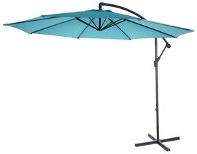 Slnečník Acerra Ø 3m bez záťaže - polyester/oceľ - tyrkysovo-modrá
