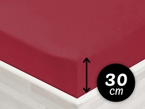 Jersey napínacie prestieradlo na vysoký matrac JR-010 Vínové 160 x 200 - výška 30 cm
