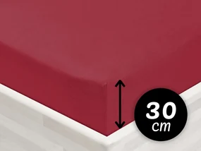 Jersey napínacie prestieradlo na vysoký matrac JR-010 Vínové 160 x 200 - výška 30 cm
