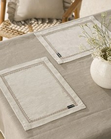Podložka na stôl s čipkou 2 ks. farba produktu béžová látka polopriehľadný, zapletaná, ľanová