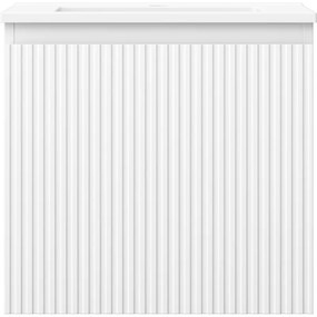 Mexen Rivel, kúpeľňová skrinka 50 cm s umývadlom Otis, 1 zásuvka, drážkovaná, biela matná, 91A20-05047-1-BF01-W18M01