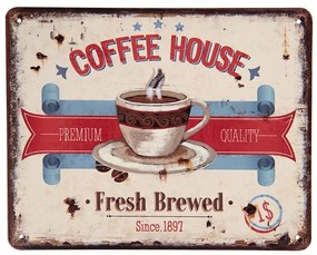 Vintage dekoračná tabuľka na stenu "KAFFEE HOUSE", 25x20 cm