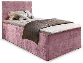 Čalúnená posteľ boxspring GLORIEN VELVET 90x200 cm ružová Matrac: Matrac Bonell pružinový
