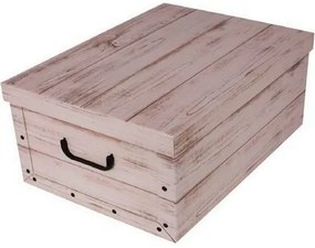 Úložný box s vekom Wood, biela, 51 x 37 x 24 cm