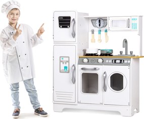Drevená kuchynka ECOTOYS veľká s príslušenstvom (rúra, mikrovlnka, chladnička, práčka)
