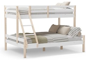 Biela poschodová detská posteľ z borovicového dreva 90x190/140x190 cm Livia – Marckeric