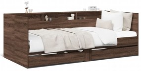 Denná posteľ so zásuvkami hnedý dub 90x200 cm kompozitné drevo 3280852