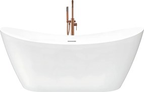Voľne stojaca akrylátová vaňa REA FERRANO SLIM 180x80 cm biela, sifón Click-Clack - čierny