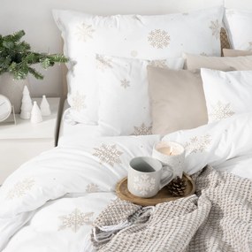 Goldea vianočné bavlnené posteľné obliečky - snehové vločky na bielej 140 x 200 a 70 x 90 cm