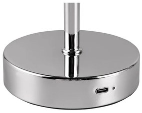 LED stmievateľná stolová lampa v lesklo striebornej farbe (výška 30 cm) Jeff – Reality