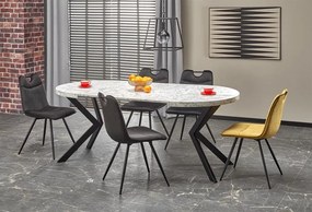 Rozkladací jedálenský stôl 100-250 cm Pepeera (mramor biely + čierna) (pre 6 8 osôb). Vlastná spoľahlivá doprava až k Vám domov. 1049335