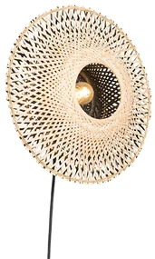 Orientálna nástenná lampa bambus 35 cm so zástrčkou - Rina
