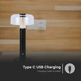 LED stmievateľná dobíjacia stolná lampa LED/1W/5V 3000K 1800 mAh čierna